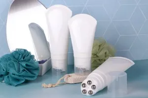 Tube en plastique de 100 ml de couleur blanche avec billes métalliques roll-on et capuchon transparent-5
