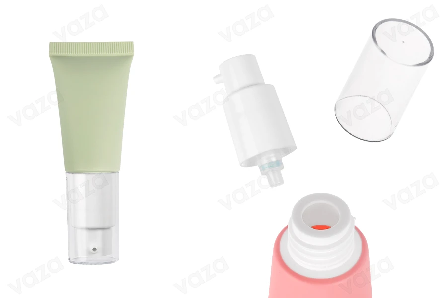 20ml plastic tube in various colors with white pump and transparent cap 20ml plastic tube in various colors with white pump and transparent cap-image_product