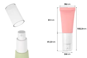 20ml Kunststofftube in verschiedenen Farben mit weißer Pumpe und transparenter Kappe-2
