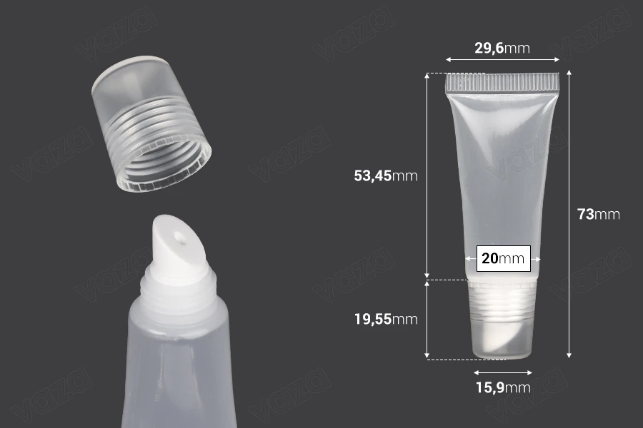 10 ml transparent plastic (PP) lip gloss tube - 12 pcs 10 ml transparent plastic (PP) lip gloss tube - 12 pcs-image_dimensions