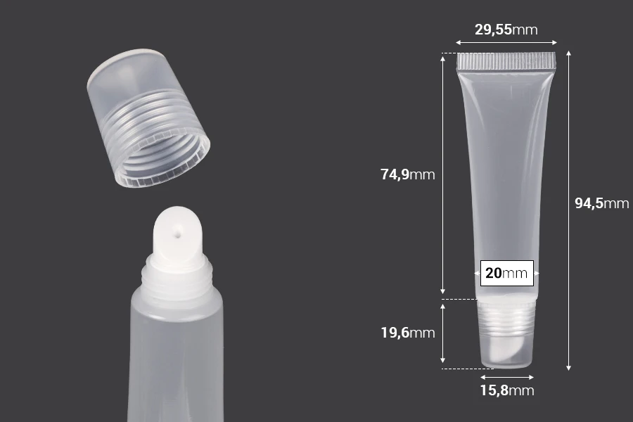 Tubo lucidalabbra in plastica trasparente (PP) da 15 ml Tubo lucidalabbra in plastica trasparente (PP) da 15 ml