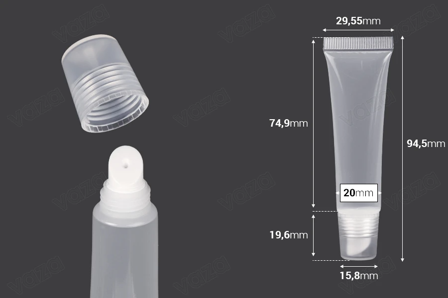 Tubes de gloss à lèvres en plastique transparent (PP) de 15 ml-photo_dimensions