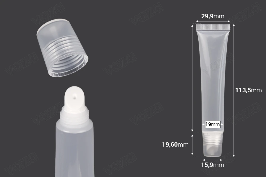 20 ml transparent plastic (PP) lip gloss tube - 12 pcs 20 ml transparent plastic (PP) lip gloss tube - 12 pcs-image_dimensions