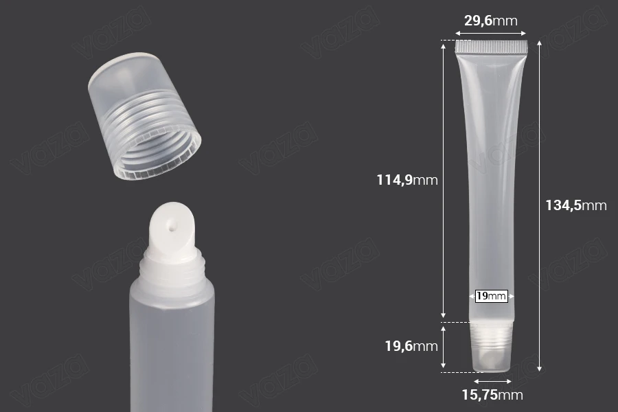 25 ml transparent plastic (PP) lip gloss tube - 12 pcs 25 ml transparent plastic (PP) lip gloss tube - 12 pcs-image_dimensions