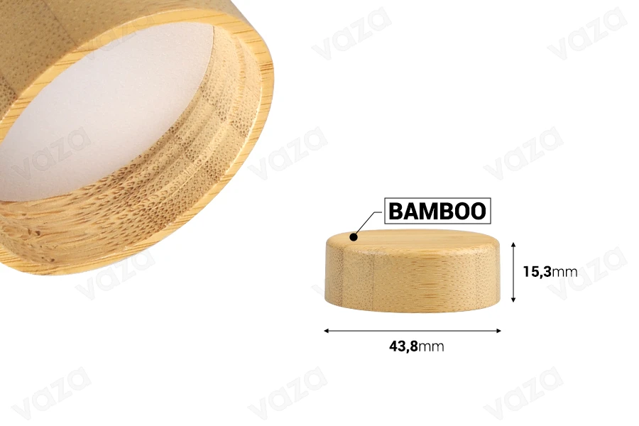 Bamboo cap with inner liner for jars 15 ml Bamboo cap with inner liner for jars 15 ml-image_dimensions