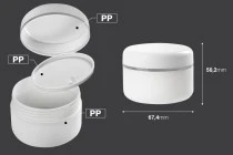 100ml Plastikdose mit silbernen Streifen auf Deckel und Dichtung - 12 Stck