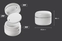 50ml double wall plastic cream jar with sealing disc and silver stripe on the cap – available in a package with 12 pcs