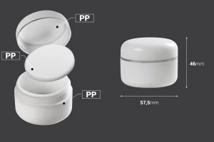 50ml Plastik-Doppelglas mit Silberstreifen auf Deckel und Dichtung - 12 Stck-2