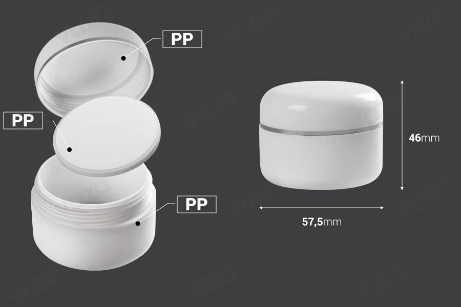 50ml double wall plastic cream jar with sealing disc and silver stripe on the cap – available in a package with 12 pcs-εικόνα_διαστάσεις