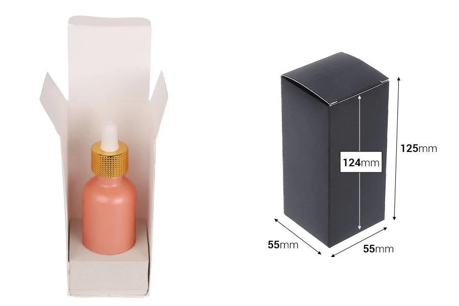 Χάρτινο κουτάκι συσκευασίας 55x55x125 mm με εσωτερική foam θήκη για μπουκάλια αιθέριων ελαίων 50 ml - 20 τμχ