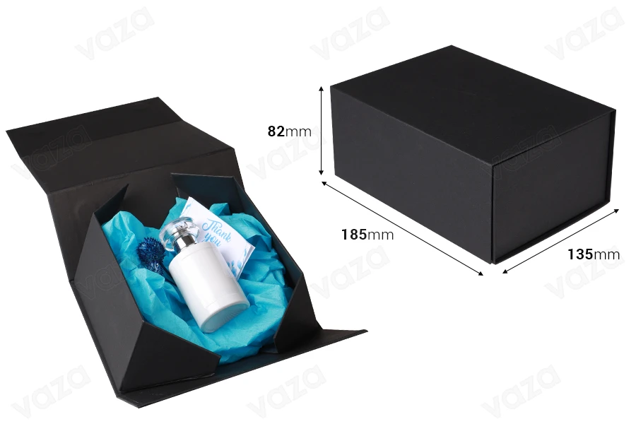 Black paper box with magnetic closure 185x135x82 mm - 20 pcs-image_dimensions