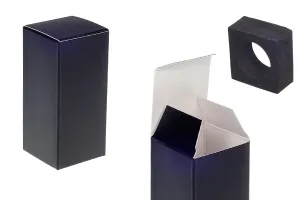 Boîte d&#39;emballage en carton (500 gr) 65x65x140 mm de couleur noir mat avec une base intérieure en mousse pour bouteilles d&#39;un diamètre de 44 mm - 20 pcs-1