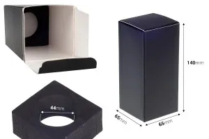 Boîte d&#39;emballage en carton (500 gr) 65x65x140 mm de couleur noir mat avec une base intérieure en mousse pour bouteilles d&#39;un diamètre de 44 mm - 20 pcs-2