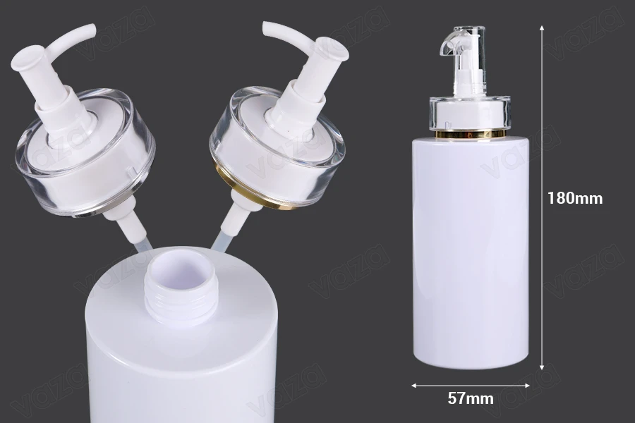 Μπουκάλι 200 ml PET με αντλία κρέμας (PP24) και καπάκι - 6 τμχ-εικόνα_διαστάσεις