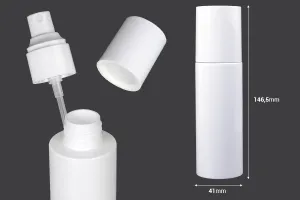 Flacon 100 ml en plastique (PET) blanc avec spray et bouchon - 6 pcs-2