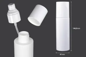 Flacon 100 ml en plastique (PET) blanc avec pompe à crème et bouchon - 6 pcs-2
