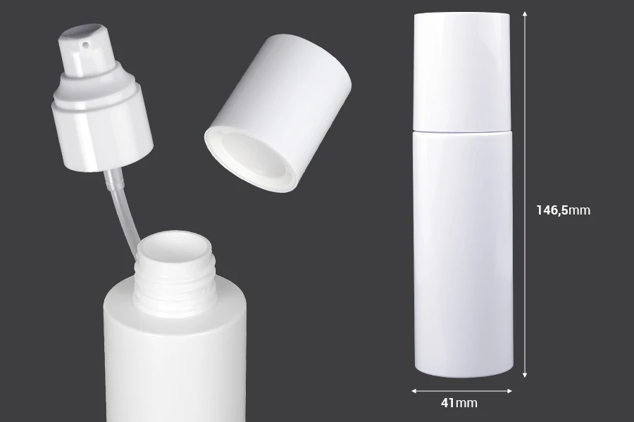 Μπουκάλι 100 ml πλαστικό (PET) λευκό με αντλία κρέμας και καπάκι - 6 τμχ Μπουκάλι 100 ml πλαστικό (PET) λευκό με αντλία κρέμας και καπάκι - 6 τμχ
