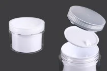 Zweibeiniger Cremetiegel 100ml aus Kunststoff mit Deckel und Kunststoffverschluss - 6 Stk