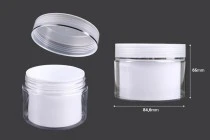 Zweibeiniger Cremetiegel 100ml aus Kunststoff mit Deckel und Kunststoffverschluss - 6 Stk