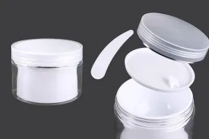 Doppelglas- Cremebehälter 150 ml aus Kunststoff mit Deckel, Kunststoffverschluss und Spatel - 6 Stk-1