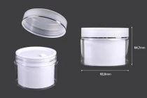 Bαζάκι δίπατο για κρέμα 150 ml πλαστικό με καπάκι, πλαστικό παρέμβυσμα και σπάτουλα - 6 τμχ