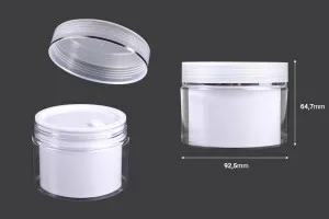 Doppelglas- Cremebehälter 150 ml aus Kunststoff mit Deckel, Kunststoffverschluss und Spatel - 6 Stk-2
