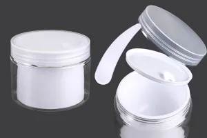 Doppelbehälter für Creme 200 ml aus Kunststoff mit Deckel, Kunststoffverschluss und Spatel - 6 Stk-1