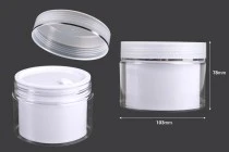 Bαζάκι δίπατο για κρέμα 250 ml πλαστικό με καπάκι, πλαστικό παρέμβυσμα και σπάτουλα - 6 τμχ