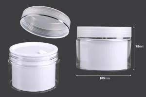 Doppelglasbehälter für Creme 250 ml aus Kunststoff mit Deckel, Kunststoffverschluss und Spatel - 6 Stk-2