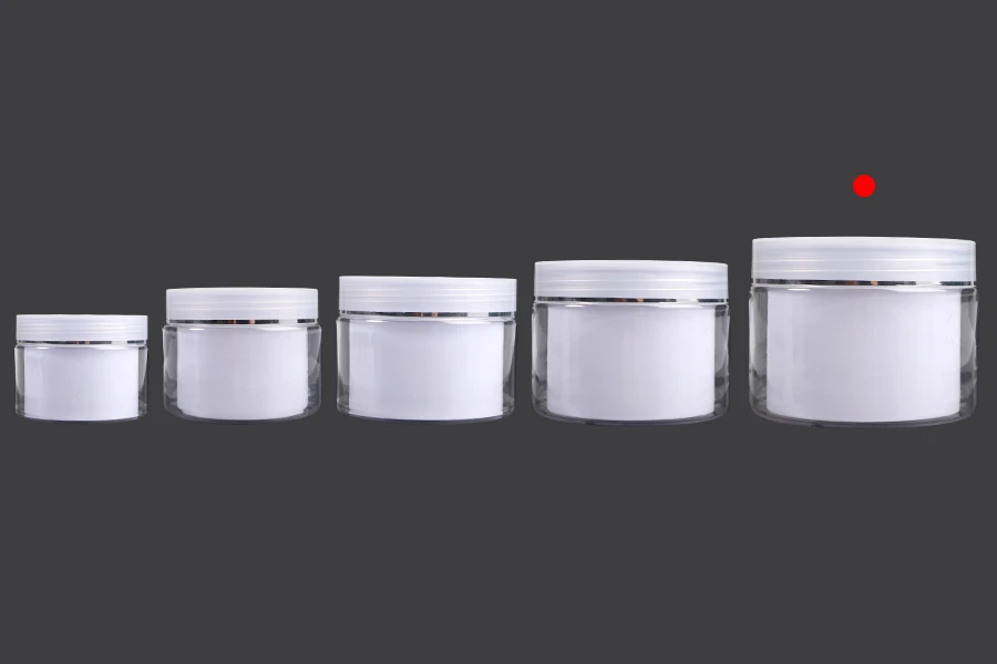 Bαζάκι δίπατο για κρέμα 250 ml πλαστικό με καπάκι, πλαστικό παρέμβυσμα και σπάτουλα - 6 τμχ