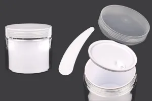 Barattolo per crema a due gambe in plastica da 500 ml con coperchio, guarnizione in plastica e spatola - 6 pz-1