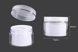 Doppelglasbehälter für Creme 50 ml aus Kunststoff mit Deckel und Kunststoffverschluss - 6 Stk-2