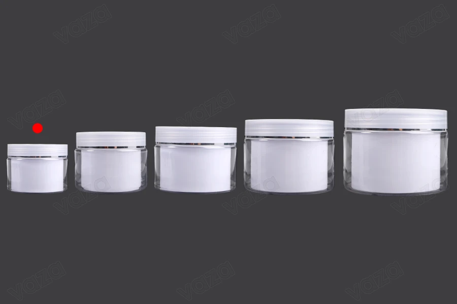 Vazo kremi me dy ndarje 50 ml plastik me kapak, tapë plastike dhe spatul - 6 copë-imazh_grup