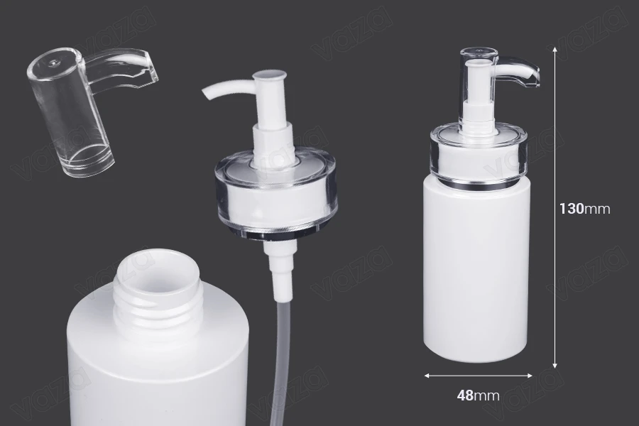 100 ml PET-Flasche mit Cremepumpe (PP24) und Verschluss - 6 Stk-bildabmessungen