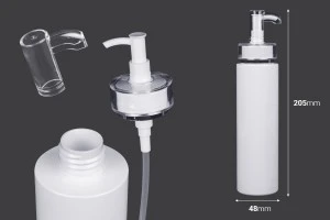 Flacon PET de 200 ml avec pompe à crème (PP24) et bouchon - 6 pcs-2