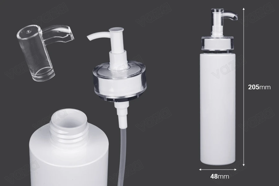 Μπουκάλι 200 ml PET με αντλία κρέμας (PP24) και καπάκι - 6 τμχ Μπουκάλι 200 ml PET με αντλία κρέμας (PP24) και καπάκι - 6 τμχ-εικόνα_διαστάσεις