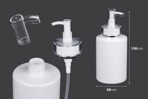 Flacon PET de 300 ml avec pompe à crème (PP24) et bouchon - 6 pcs-2
