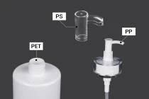 Μπουκάλι 300 ml PET με αντλία κρέμας (PP24) και καπάκι - 6 τμχ