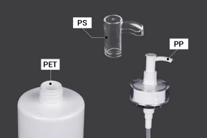 Flacon PET de 300 ml avec pompe à crème (PP24) et bouchon - 6 pcs-7