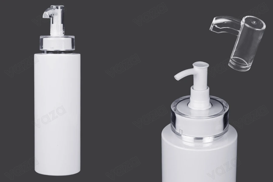 Μπουκάλι 350 ml PET με αντλία κρέμας (PP24) και καπάκι - 6 τμχ -εικόνα_προϊοντική