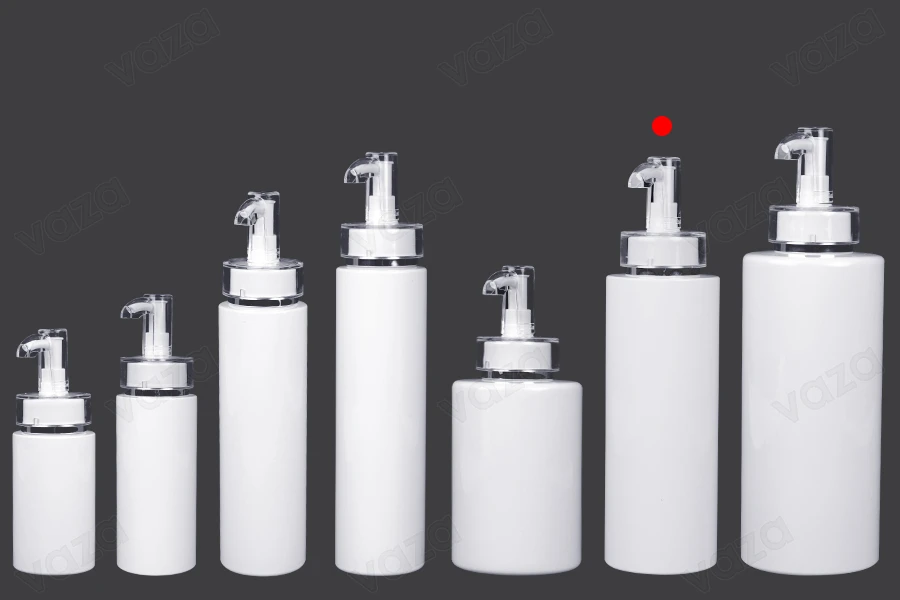 Μπουκάλι 350 ml PET με αντλία κρέμας (PP24) και καπάκι - 6 τμχ -εικόνα_σύνθεση