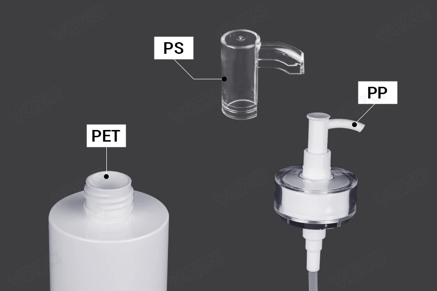 Μπουκάλι 350 ml PET με αντλία κρέμας (PP24) και καπάκι - 6 τμχ -εικόνα_σύνθεση