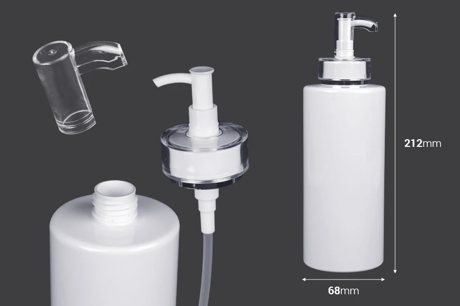 500 ml PET bottle with cream pump (PP24) and cap - 6 pcs