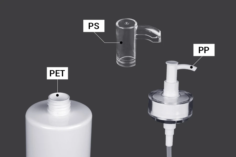 500 ml PET bottle with cream pump (PP24) and cap - 6 pcs