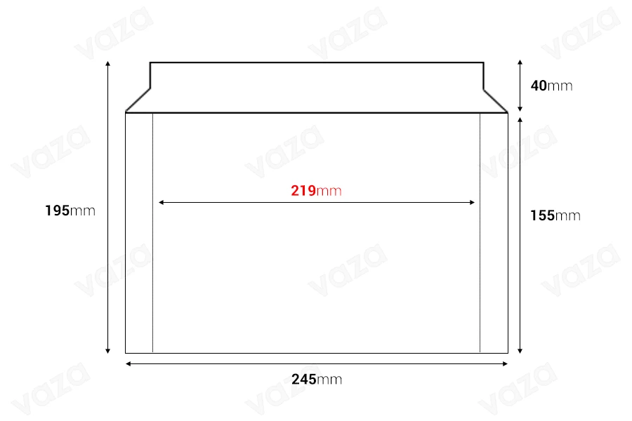 Paper envelope 245x155 mm (suitable for A5 size) with integrated sealing tape - 10 pcs-image_dimensions