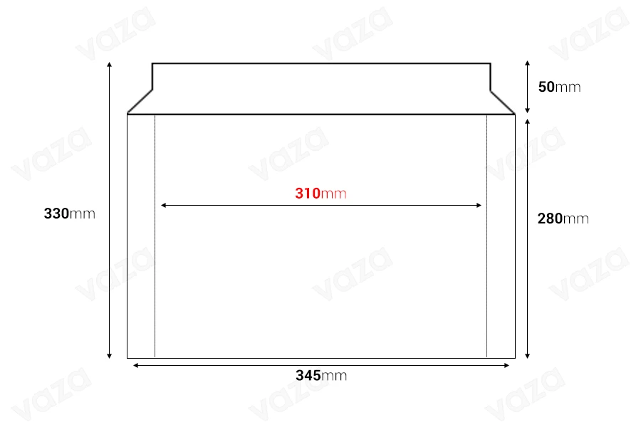 Χάρτινος φάκελος 345x280 mm με ενσωματωμένη ταινία σφράγισης - 10 τμχ Χάρτινος φάκελος 345x280 mm με ενσωματωμένη ταινία σφράγισης - 10 τμχ-εικόνα_διαστάσεις