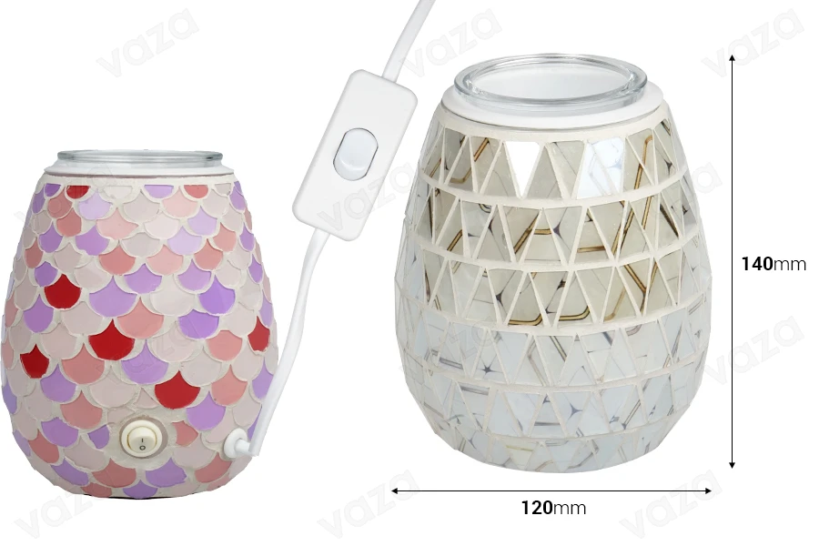 Electric glass aroma diffuser with light for burning aromatic melts and oils (resistor operated) Electric glass aroma diffuser with light for burning aromatic melts and oils (resistor operated)-image_dimensions