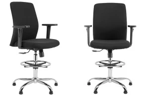 Salon chair with ergonomic design with adjustable height and metal base with wheels-1