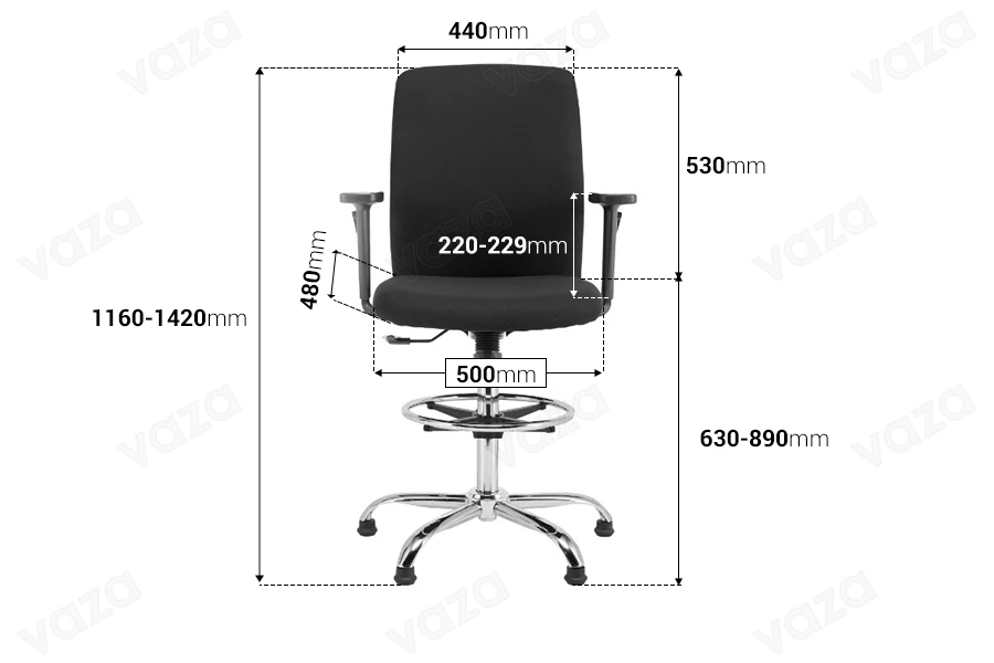 Salon chair with ergonomic design with adjustable height and metal base with wheels Salon chair with ergonomic design with adjustable height and metal base with wheels-image_dimensions