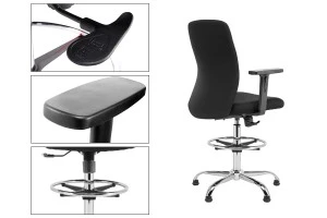Salon chair with ergonomic design with adjustable height and metal base with wheels-3